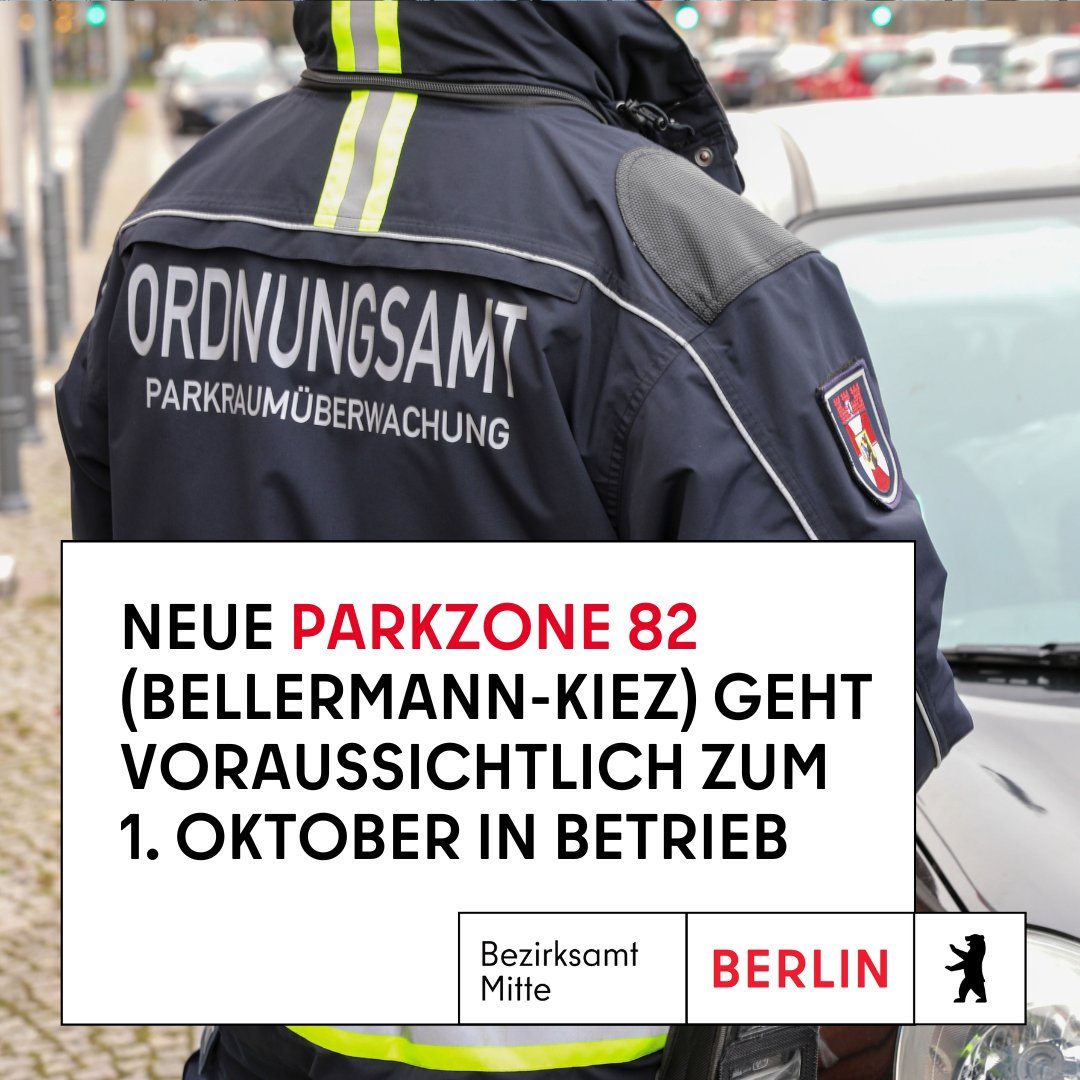 BA_Mitte_Berlin's tweet photo. Voraussichtlich zum 1. Oktober geht die neue #Parkzone 82 (Bellermann-Kiez) in Betrieb. Dadurch wird sich die Parksituation für Anwohner*innen & Gewerbetreibende verbessern. Der Bezirk bietet dazu einen Video-Informationsabend am 30.08. an. ➡️https://t.co/Y4LlG352Si https://t.co/oO0pXUBUyk