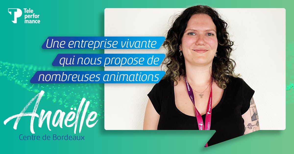 Depuis + de 40 ans, Teleperformance gère des milliards d'interactions à travers le monde et créé chaque jour de belles histoires avec ses clients. Ce succès trouve une de ses origines dans l’implication de nos collaborateurs.

#TPSpeech #TPFamily #TPBordeaux