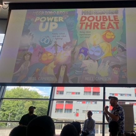 sns_library's tweet photo. We had such fun at #EmiratesStadium celebrating the #ReadingRoadMap . Authors @neillcameron Benjamin Dean @NotAgainBen & A.M. Dassu @a_reflective entertained & inspired our Year 7s. Looking forward to starting the RRM next term.Thank you @IslingtonELS https://t.co/eWT26pFWbZ https://t.co/srSBt282lN