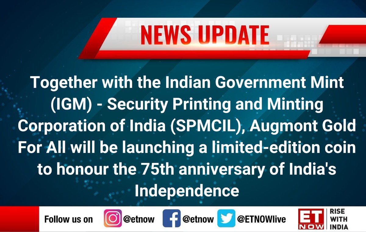 ETNOWlive's tweet image. #75YearsOfIndia | SPMCIL, Augmont to mint a limited-edition coin to mark 75th Independence Day, here's what we know so far: 

@SPMintingCorp @Augmont_GFA @FinMinIndia @nsitharaman #IndependenceDay
