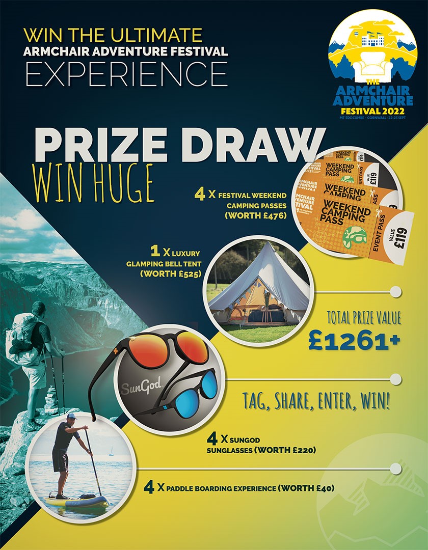 WIN THE ULTIMATE #AAF22 EXPERIENCE WORTH  £1200+ 🥳

You and 3 friends could be in for the ultimate summer staycation at #AAF22 and all you have to do to enter is RETWEET and TAG 3 friends you'd like to come to the festival with.

Get a bonus entry here:
armchairadventurefestival.com/win