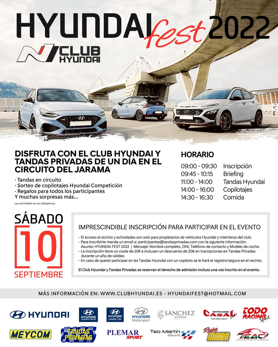 No te pierdas este año el #HyundaiFest 

<a href="/HCompeticion/">Hyundai Competición</a> <a href="/HyundaiEsp/">Hyundai España</a> <a href="/HyundaiPR_es/">Hyundai Prensa</a> <a href="/AutoFmRadio/">AutoFM</a> <a href="/periodismomotor/">Periodismo del Motor</a> <a href="/Circuito_Jarama/">Circuito de Madrid Jarama - RACE</a>
