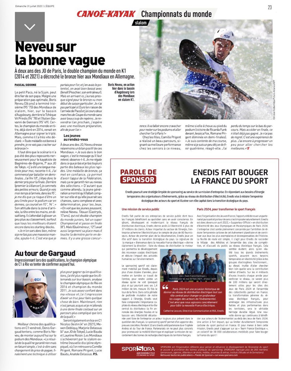 Changer en profondeur les usages des acteurs de l’événementiel,
<a href="/enedis/">Enedis</a> fait bouger la France du sport en vue de #Paris2024, à lire dans <a href="/lequipe/">L'Équipe</a>. Merci à @sporsora pour cette mise en lumière de notre action !