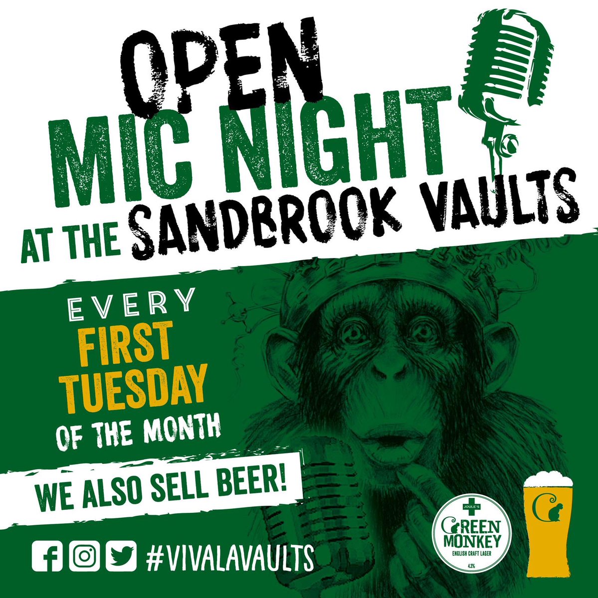 It’s Open mic night tonight <a href="/SandbrookVaults/">Sandbrook Vaults</a>. Looking forward to another great one. A free drink for all performers.  Don’t be shy! #vivalavaults #livemusic