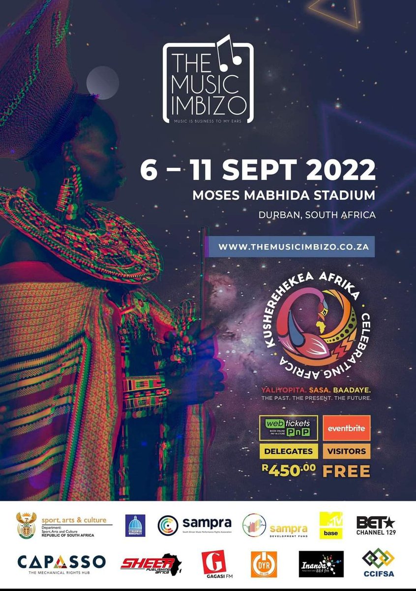 Reporter4Music's tweet photo. Du 6 au 11 Septembre 2022 à #Durban, 🇿🇦 aura lieu l'un des plus importants festivals de #Musique en Afrique, monitoré par @SpheMbhele. @themusicimbizo au #Moses Mabhida Stadium avec le concours de @BETAwards @OfficialSAMPRA @CapassoHub @DkLamine @MusicInAfrica @VisaForMusic https://t.co/JOm5677VQy
