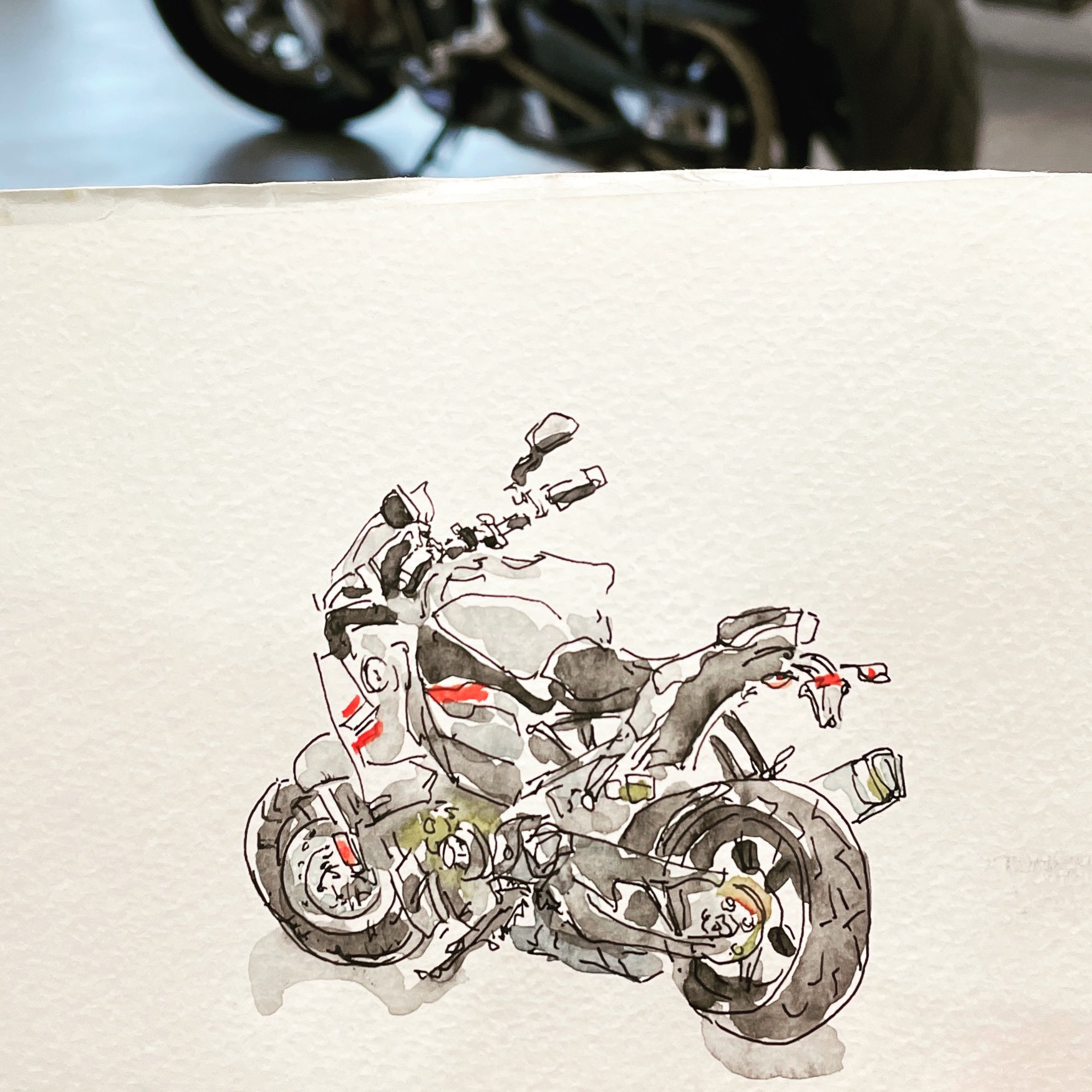 Black and white motorbike drawing for coloring on Craiyon