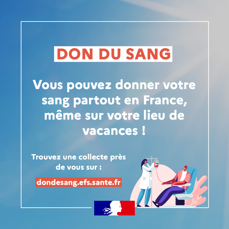 Sante_Gouv's tweet photo. #DonduSang | Vous pouvez sauver des vies partout en France 👉 tout près de chez vous, et même sur votre lieu de vacances !

🩸 Pour cela, RDV en collecte pour donner votre sang ⤵