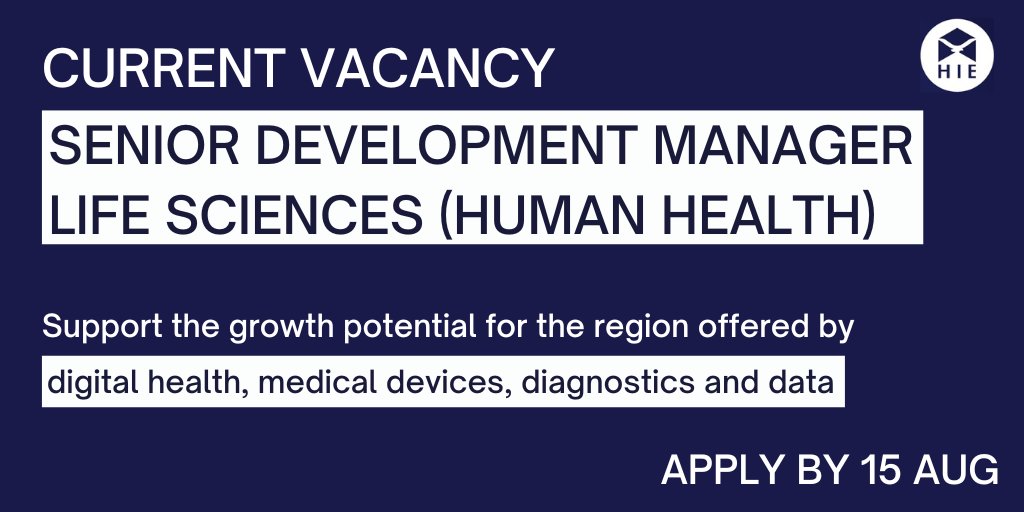 Join the <a href="/HIEScotland/">HIE</a> #lifesciences team: a great opportunity to work with businesses and partners in #medicaldevices #digitalhealth #diagnostics and #data. <a href="/HILifeSciences/">H&I Life Sciences</a>  
Apply by 15 August here: amrislive.com/wizards_v2/hie…