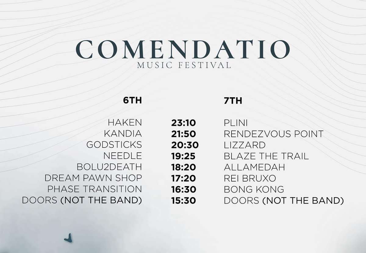 Godsticks's tweet photo. Just a few more days until the Comendatio Music Festival begins - we are soooo excited! 😆 Check out the poster and running times below, hope to see you there! 🇵🇹 #Godsticks #Inescapable #Kscope #Comendatio #ComendatioMusicFest #Festival #Portugal https://t.co/qVrKMW0Hv3