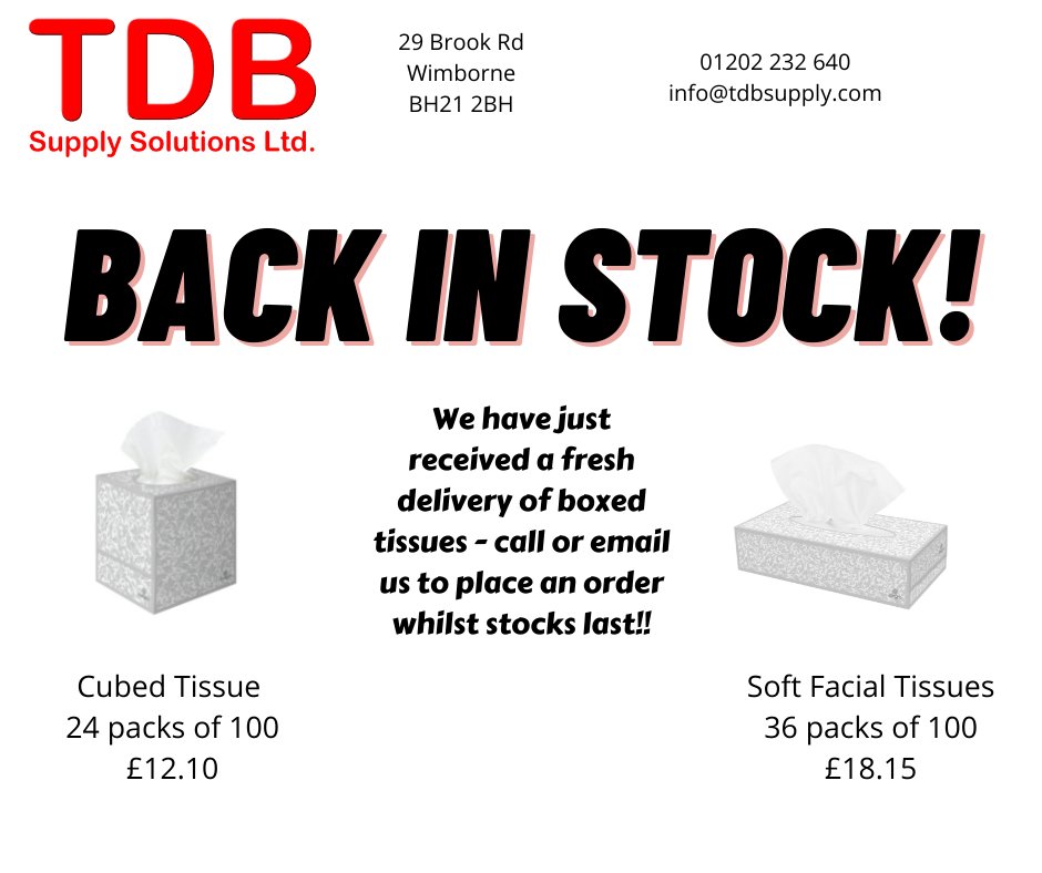 TDBSUPPLY's tweet photo. Our latest delivery of tissues has just arrived and are fresh off the lorry - order now whilst stocks last!! #freshdelivery #softtissue #longawaited #ordernow #whilststockslast #jangro https://t.co/XnlskvFizb