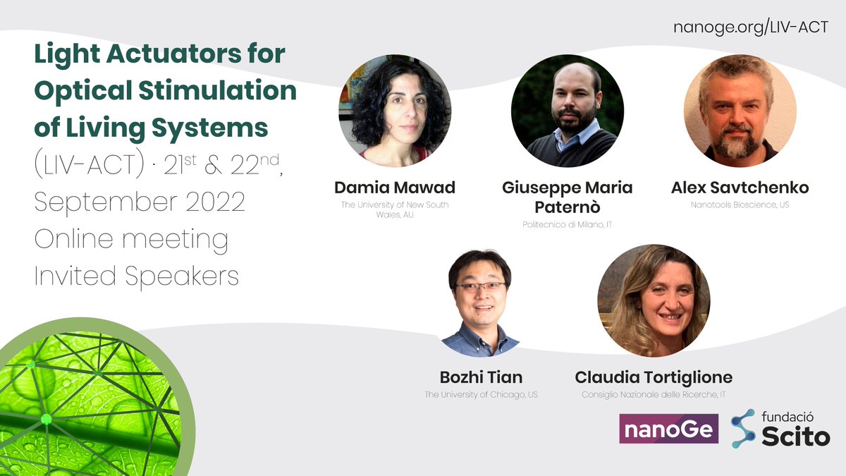 nanoGe_Conf's tweet photo. 👉Join us on #Light Actuators for #Optical Stimulation of Living Systems Conference (#LIVACT).
🗓️ 21st-22nd September 2022, Online.
▶ Submit your oral abstract here: https://t.co/xTKZI8Gli3 https://t.co/BFtnQB1biw