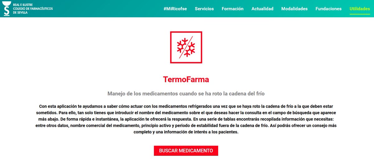 💊💉❄️Otro recurso online es #TermoFarma de <a href="/COF_Sevilla/">COF Sevilla</a> 

Con un buscador se puede acceder a la información sobre la estabilidad fuera de nevera de medicamentos termolábiles de forma fácil y gratuita …restringida.farmaceuticosdesevilla.es/ricofse/termof…
