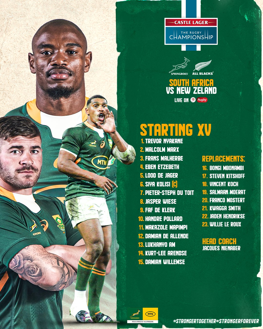 Springboks starting squad. Photo Courtesy/SA Rugby