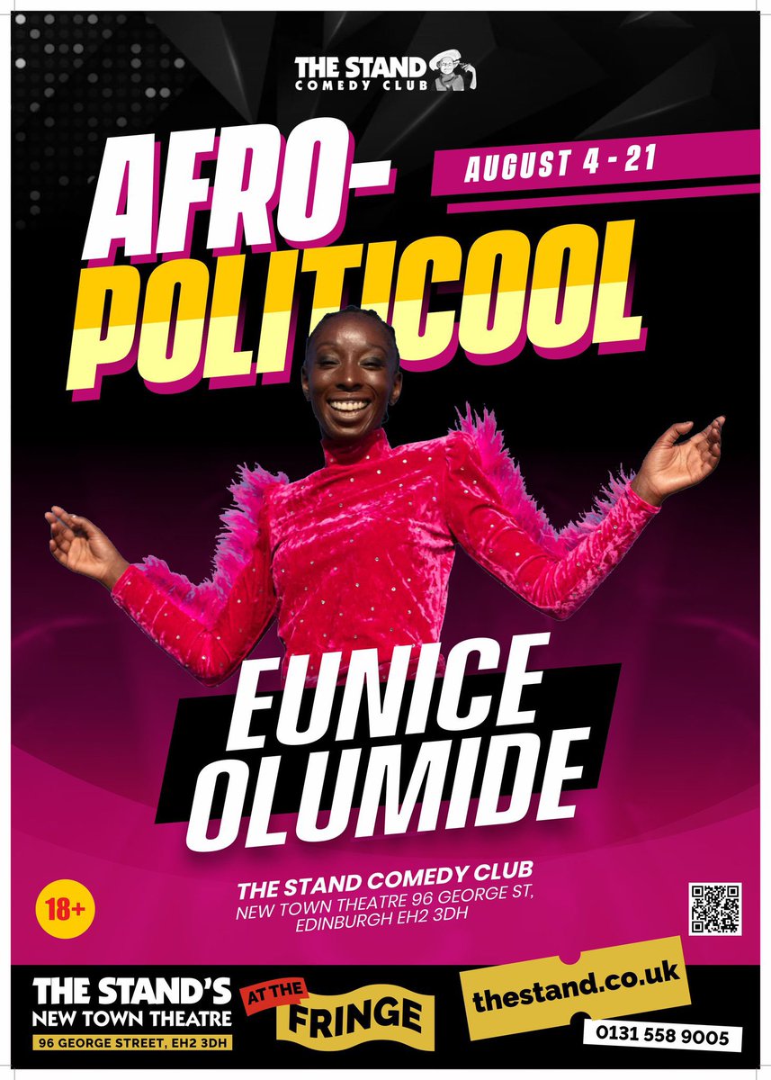 Well we are looking forward to @How2Fashion #afropoliticool @StandComedyClub @edfringe @EdFringeSociety @TheTVFest congratulations on your debut show. Tickets out now and going fast!! thestand.co.uk/shows/1260-afr…
