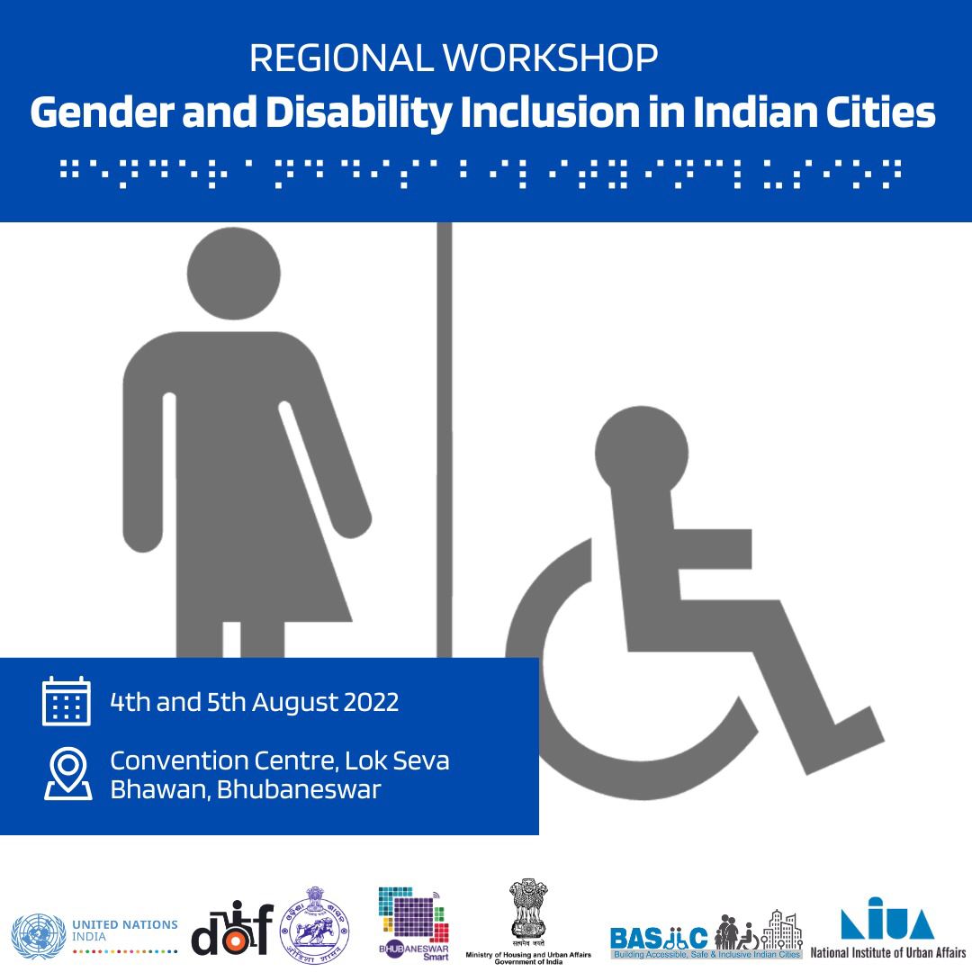BSCL_BBSR's tweet image. Bhubaneswar Smart City Limited,in collaboration with H &amp;amp; UD department, Odisha, NIUA, and UN in India, is organising an “Exposure visit-cum-Training workshop on Gender and Disability Inclusion in Indian Cities" on the 4th and 5th of August 2022. #inclusivity #personwithdisability