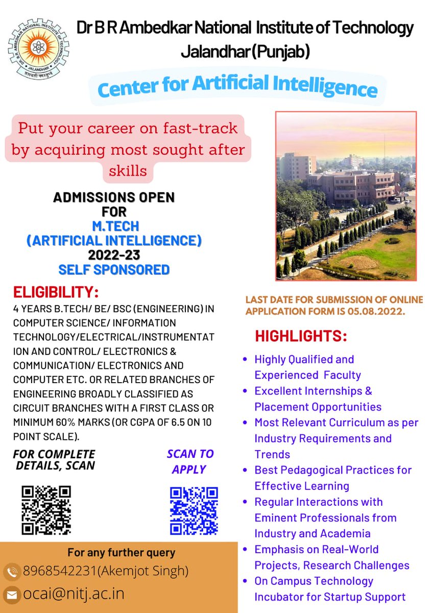 manishkalra2012's tweet image. The last date of admission is 5th August 2022.