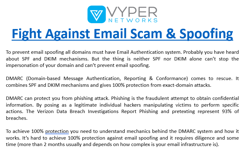 Fight Against Email Scam & Spoofing, #vypernetworks #itsupportlife #itsupportservices #itsupport #itsupportspecialist #cloudmigration #datarecovery #ransomware #webhosting #emailhostingservices #microsoft365 #computersetup #computerissues #sharesync #datasecurityconsulting