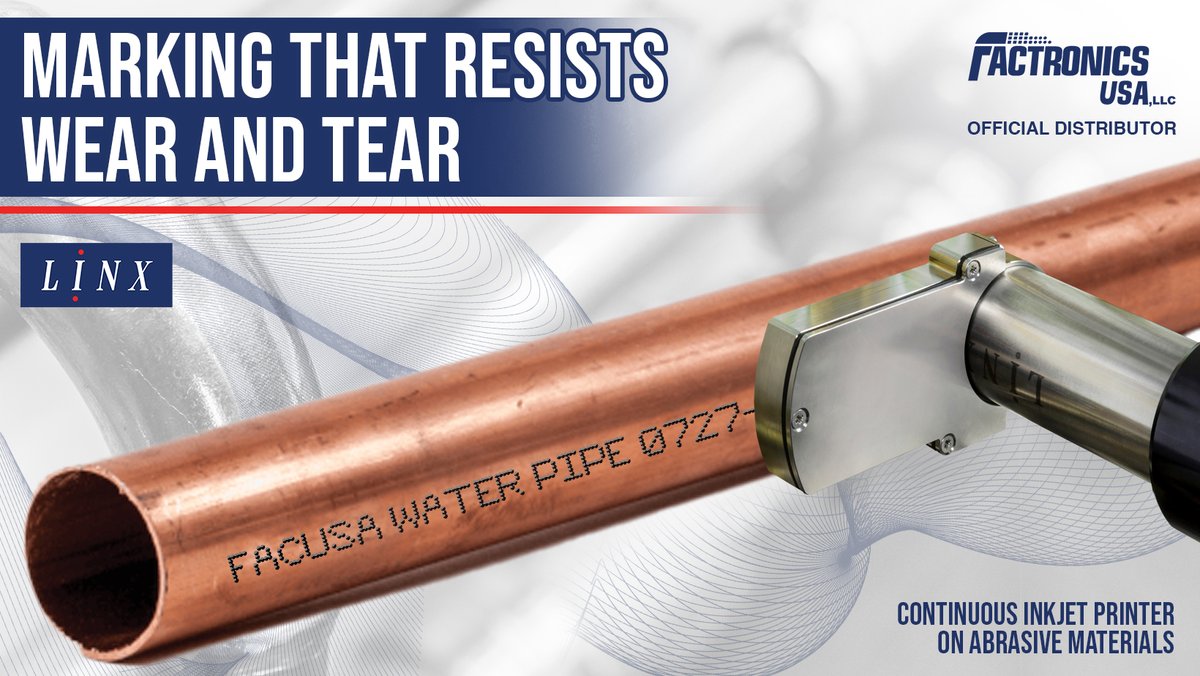 FactronicsUSA's tweet image. Achieve a durable and resistant code with a durable and resistant printer!
Call us at +1 (305) 778-2181 or learn more at bit.ly/3cOH9Y1.
#batchcoder #cijprinter #industrialprinter #metalprinting #traceability #business #miami #waterpipes #linx #facusa #factronicsUSA