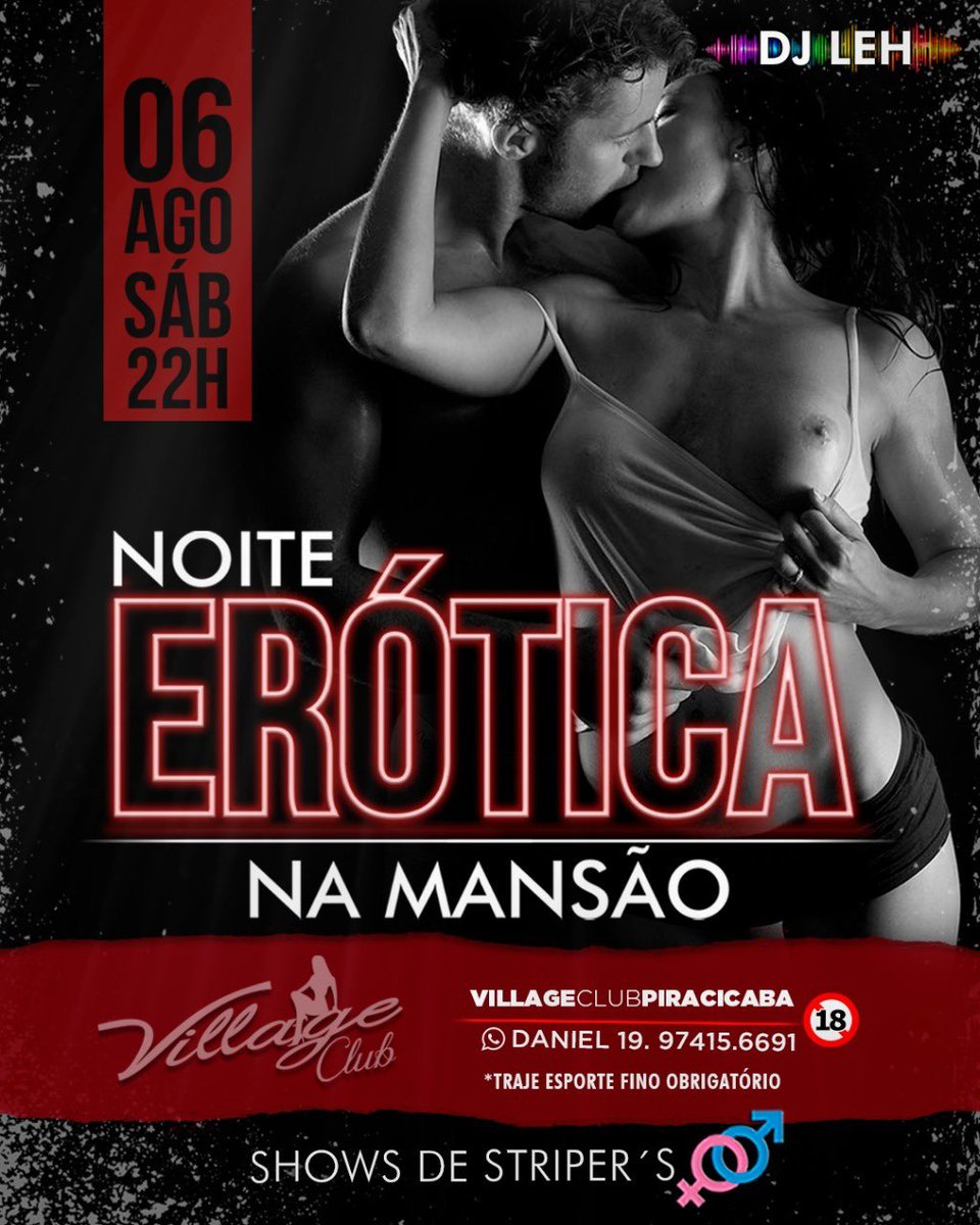 ClubPiracicaba's tweet photo. 📱Coloque já seu nome na lista pelo whatsapp.
https://t.co/vbD57tyeVJ
.
.
.
#villageclubpiracicaba #ondeoprazeracontece #noiteeroticanamansao #baladaliberal #swing #trocadecasais #single #prazer #desejo #diversao #baladasp #piracicaba #sabado #vemprovillageclub #fetiches https://t.co/DADbVL6jDF