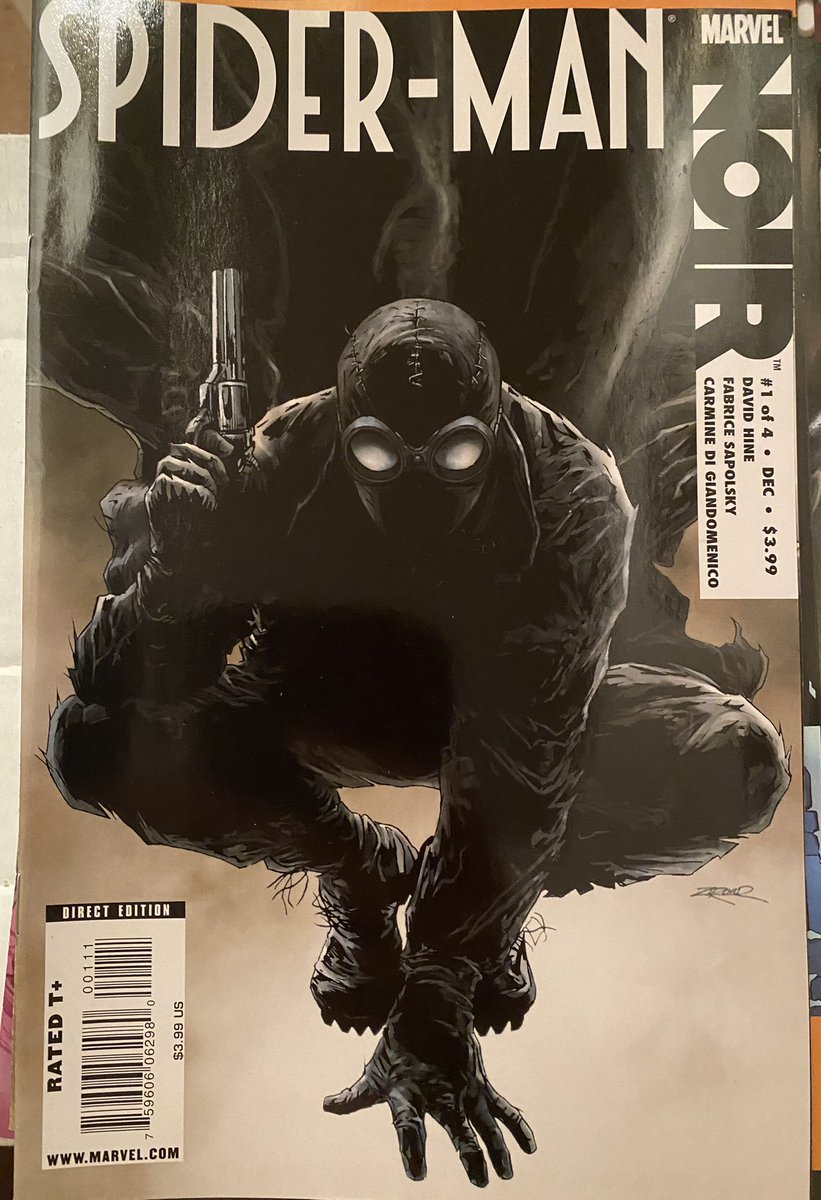comicsmiz's tweet photo. #StillOrganizing #Comics Here’s a good miniseries #SpiderManNoir #1. It’s the 1930s and Spider-Man framed for the murder of J. Jonah Jameson. Great story and I like how they put Aunt May as a socialist pro-union supporter and Osborn as the capitalist union buster. https://t.co/qDXISLUR4T