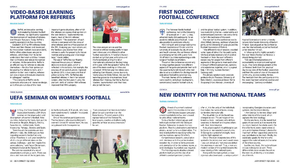 NorFootballConf's tweet photo. It was great to read the summary of our #nordicfootball2022 conference in the latest issue of UEFA Direct magazine. Credits for @TaruNyholm &amp; the @Palloliitto communication team.

#jyunity @JYUsport_health #UEFADirect

https://t.co/tbnHgyC4Co https://t.co/gmq8v4Bk13