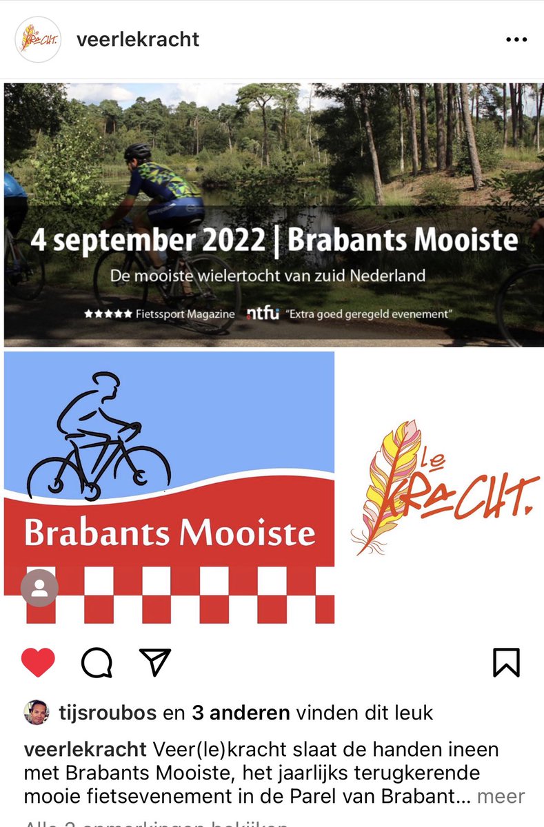 paulinekortmann's tweet photo. Ik fiets mee voor Stichting Veerlekracht! Wie fietst dit jaar nog meer Brabants Mooiste? #fietsen #wielrennen #tourtocht https://t.co/NsxA80GV5c