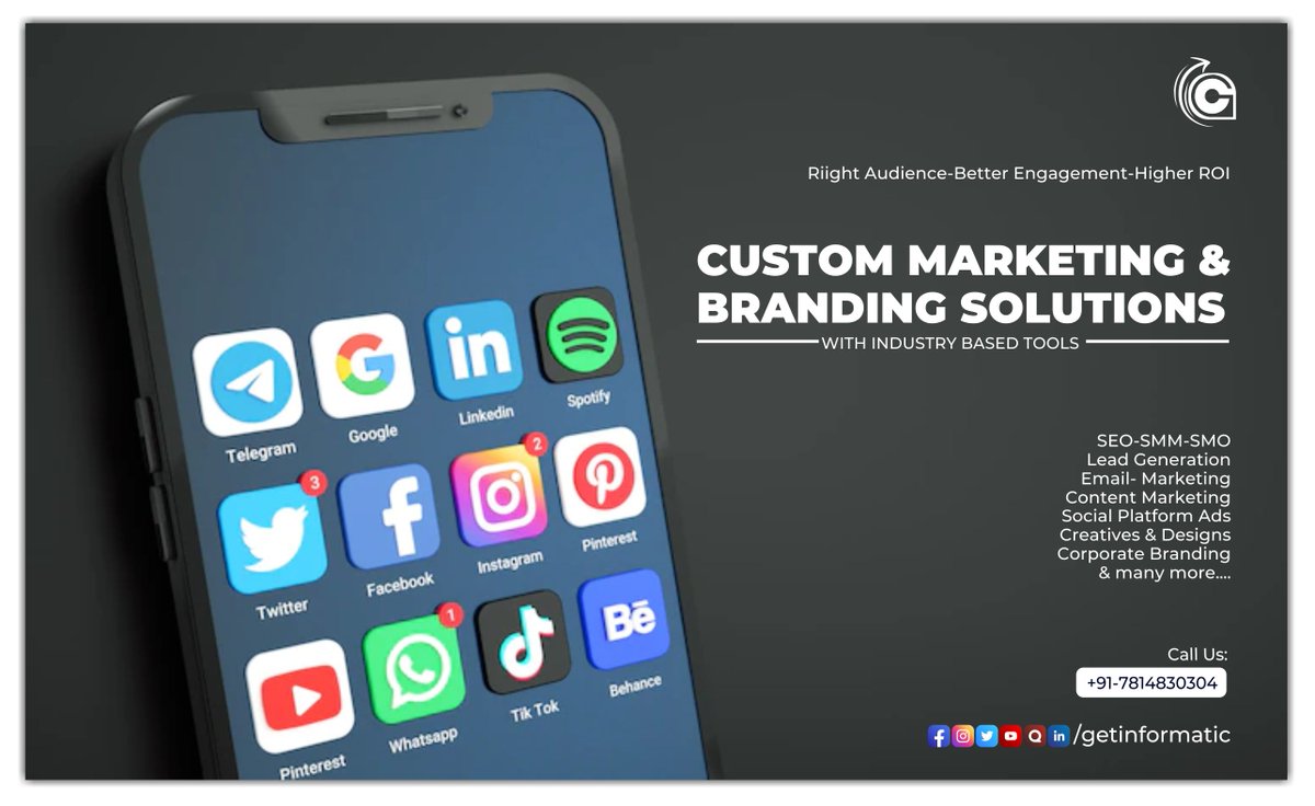 GetInformatics's tweet image. #GetinformaticTechnologies understands that every business is unique and has its own #marketing  and #branding  needs. That&apos;s why we offer custom solutions that are tailored to your specific business goals. Call us for more details!
#socialemediamarketing #brandingagency