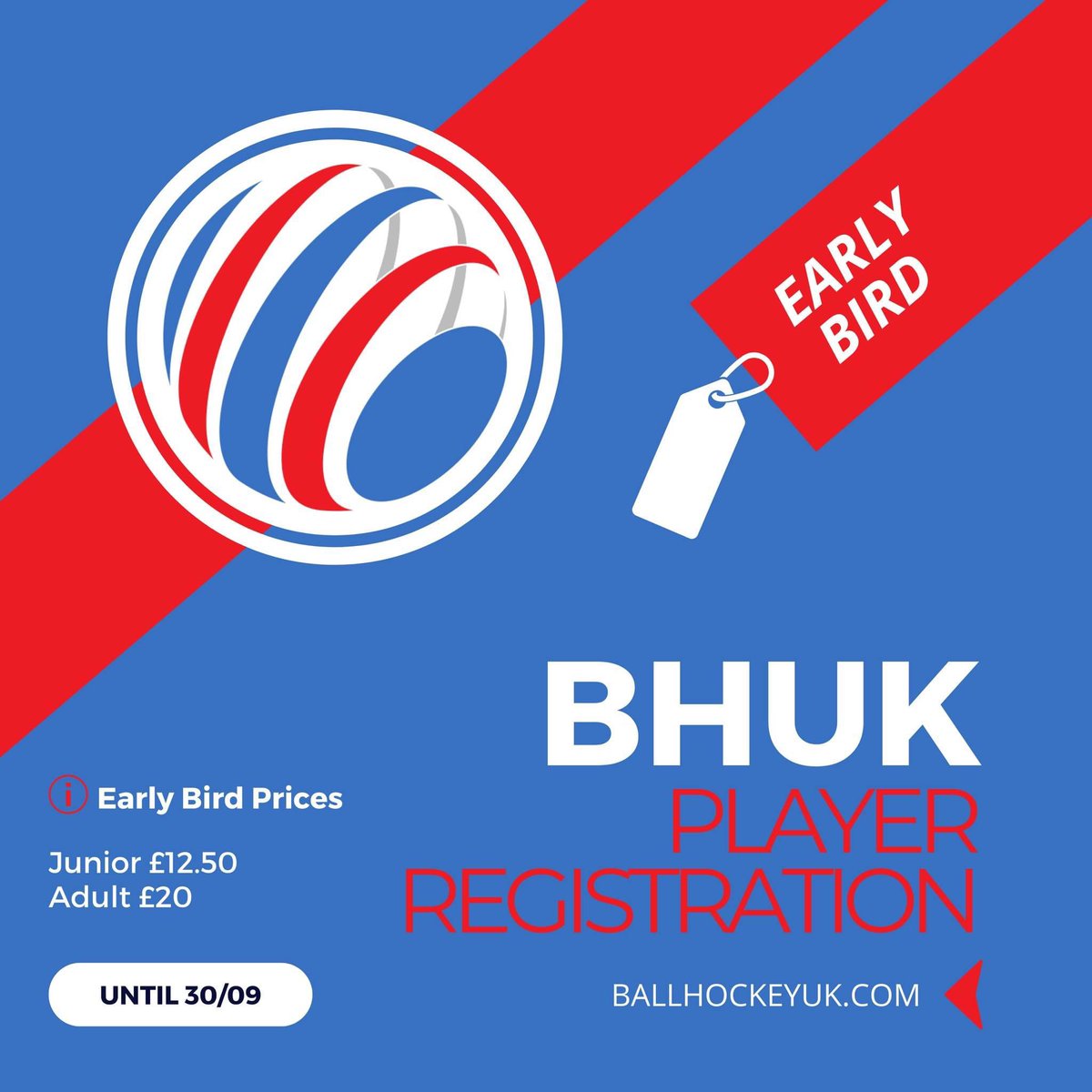 🚨 BHUK 2023/23 Player Registration 🚨

The 2022/23 Season Membership is now open and the links for registration are on the website at:
ballhockeyuk.com/registration-f…

More info > bit.ly/3ONATwF