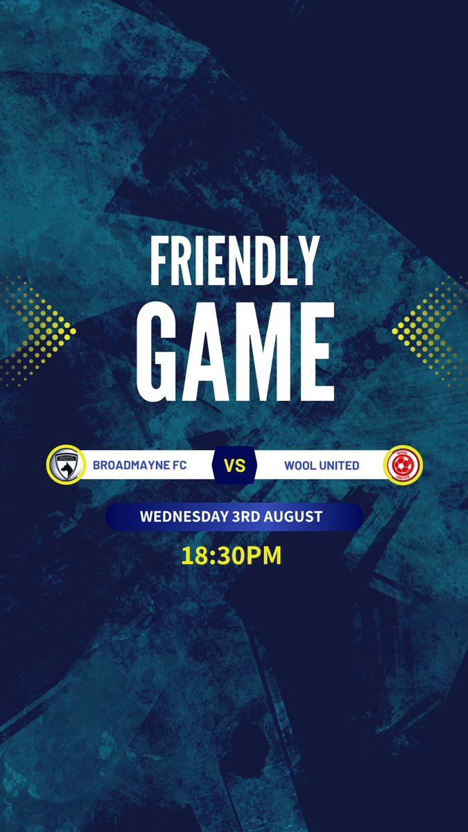 BroadmayneFc's tweet photo. For our second preseason fixture we play Wool United Reserves on Wednesday the 3rd of August https://t.co/xOmZNtpOBt