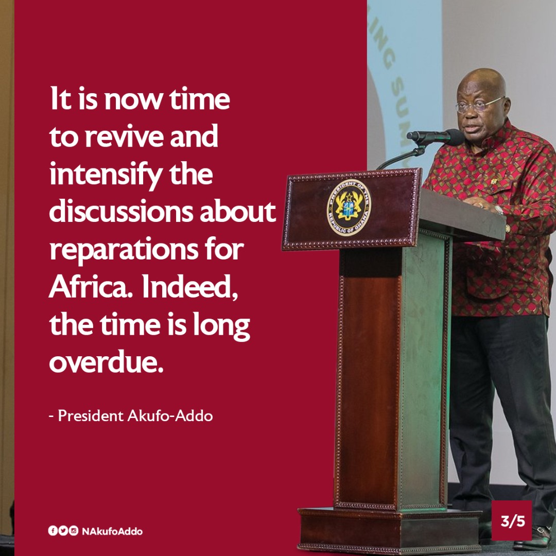 NppAmplify's tweet photo. “There are legions of stories of families who were torn apart. You cannot quantify the effects of such tragedies, but they need to be recognized. ” — President @NAkufoAddo 
 [Reparations and Radical Healing Summit]

#PaymentOfSlaveryReparation
#BouncingB… https://t.co/bcMTaV3JhG