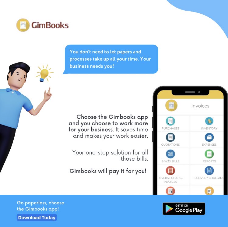 Gimbooks's tweet photo. Choose gimbooks, run your business hassle free. 
#business #GST #Finance #savetime #Accounting #managemoney https://t.co/ctJu92MNTj