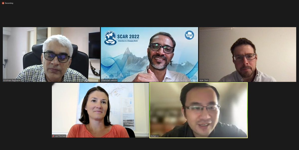 SIWHAproject's tweet photo. This week @SCAR_tweet organizes biennial Open Science Conference #SCAR2022, virtually hosted by @ncaor_goa. Today, SIWHA's Indian and UK PIs, Thamban and Liz, led a mini-symposia on teleconnections between the poles and the tropics, which is a hot topic closely relevant to SIWHA. https://t.co/5foDhtOj3e