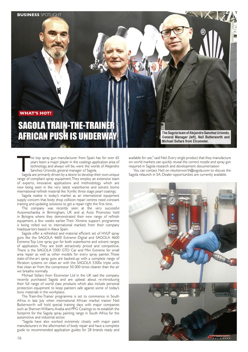 SagolaOfficial's tweet image. The voice of the African collision repair industry, Automotive Refinisher Magazine, has published an article about Sagola in its latest edition. 
.
#sagolapower #sudafrica #southafrica  #africa
