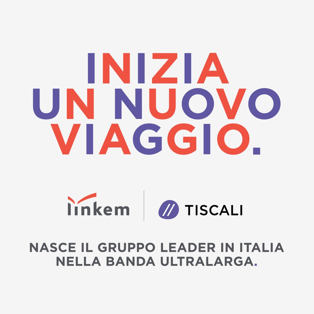 È ufficiale: #Tiscali e #Linkem si uniscono in un unico gruppo dando vita all’operatore leader in Italia nell’#ultrabroadband nell’offerta di servizi #FTTH e #FWA, che opererà sul mercato con i due brand Tiscali e Linkem.