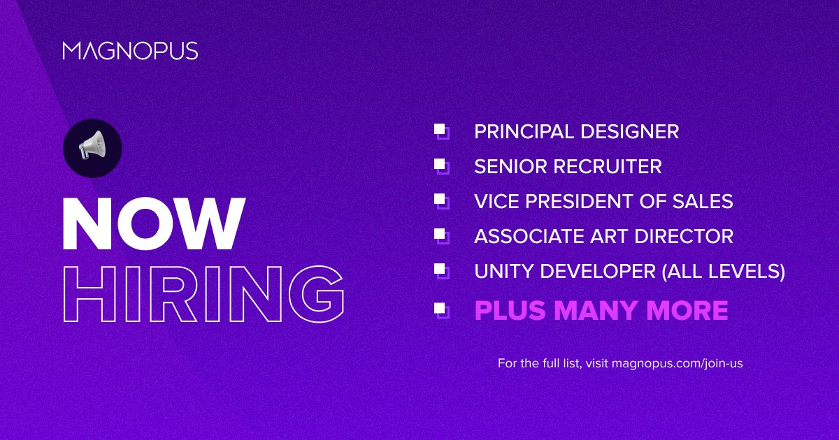 magnopus's tweet photo. We are busy building the future, and we need your help to do it. We're currently hiring for these roles and many, many more, so come and join the crew. https://t.co/zEXTzZSutk https://t.co/XFKer8bLCV