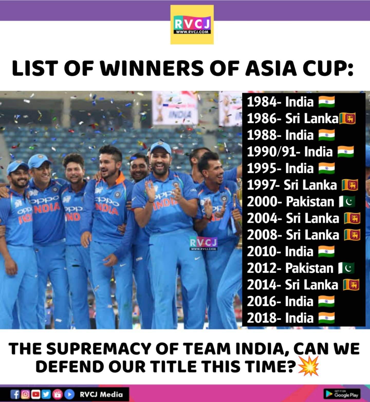 RVCJ Media on Twitter "Asia Cup Winners https//t.co/j9QfiWSpVV" / Twitter