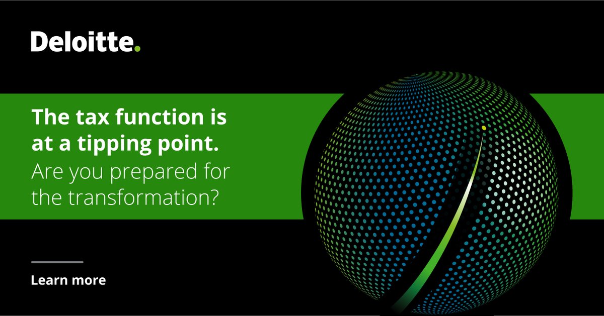 DeloitteSA's tweet photo. Tax is transforming. Discover what’s next for operations, talent, and technology when it comes to the tax function 👉 https://t.co/LOFDsyp1NA. #TaxOperate #TaxTalent #TaxTechnology https://t.co/dKP2UKpfLg