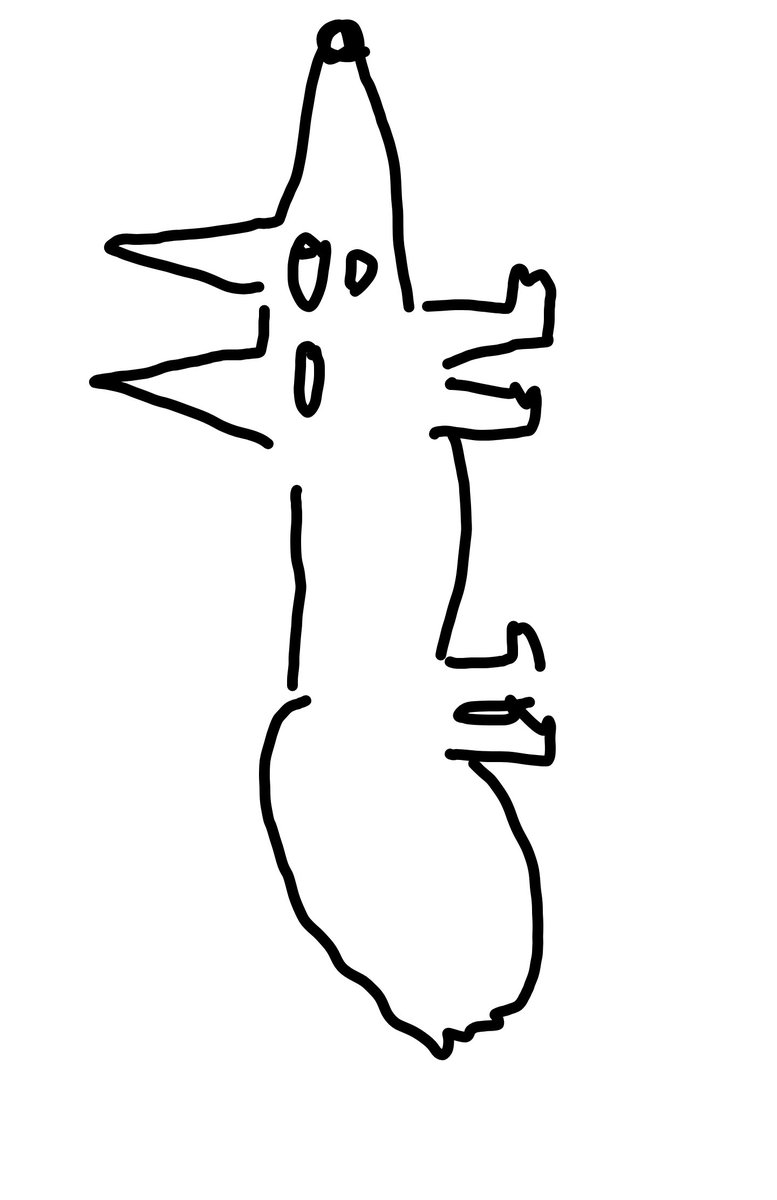 さっきとーきょーMXで見た尻尾の釣りのきつねどんがツボすぎて指で描いた 