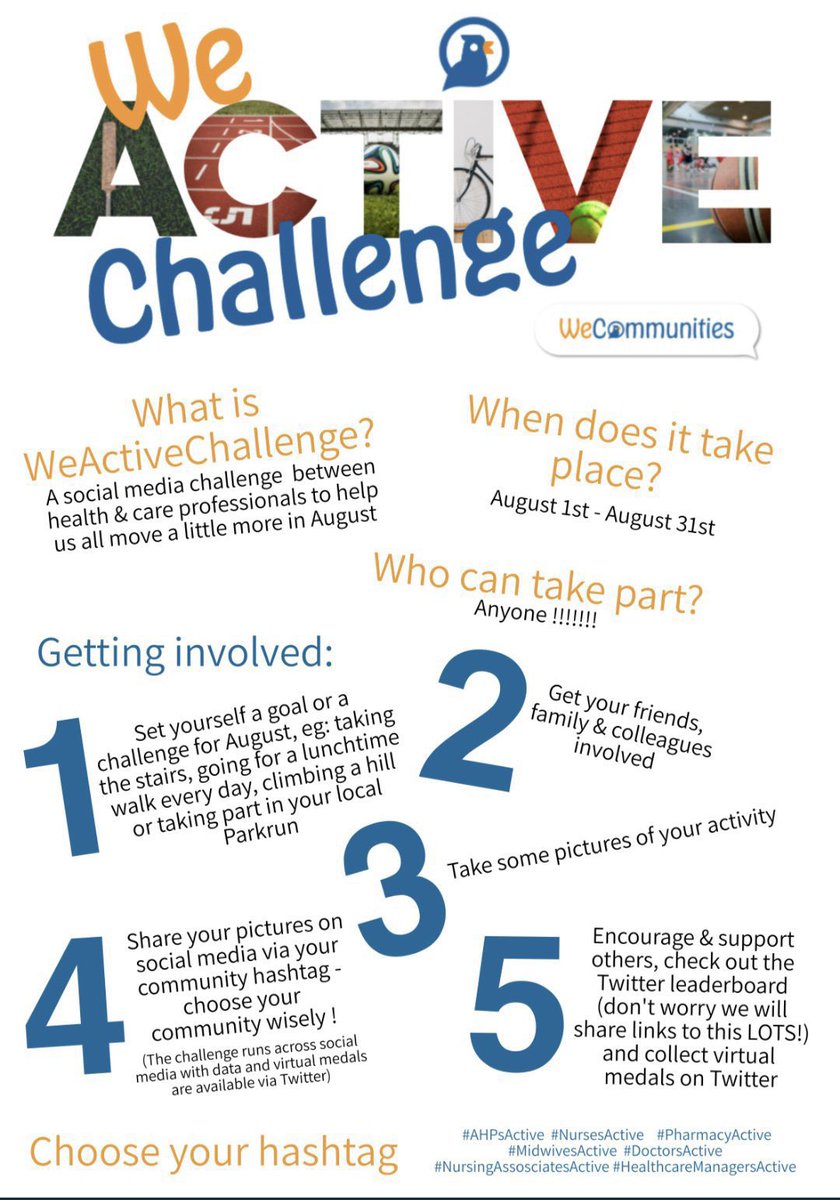 #WeActivechallenge it’s that time of the year to be a bit more active in any way you can #AHPsActive  

⭐️ Set yourself a goal 
⭐️ Get friends, colleagues, family, pets involved 
⭐️ take a picture or video 
⭐️ enjoy yourself 
⭐️ encourage others 
@GovJsyHCS @ChiefNurseJsy