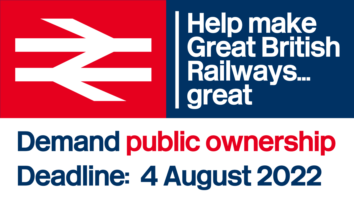 bringbackBR's tweet photo. Help make #GreatBritishRailways... great 🚆 
Demand public ownership by responding to @TransportGovUK's consultation on the biggest legislative changes to our railways in 30 years 👇
✏️ https://t.co/NhsSo6cqBp
Deadline: Thursday 4 August 2022 #GBRailways https://t.co/hPugo5CTrn