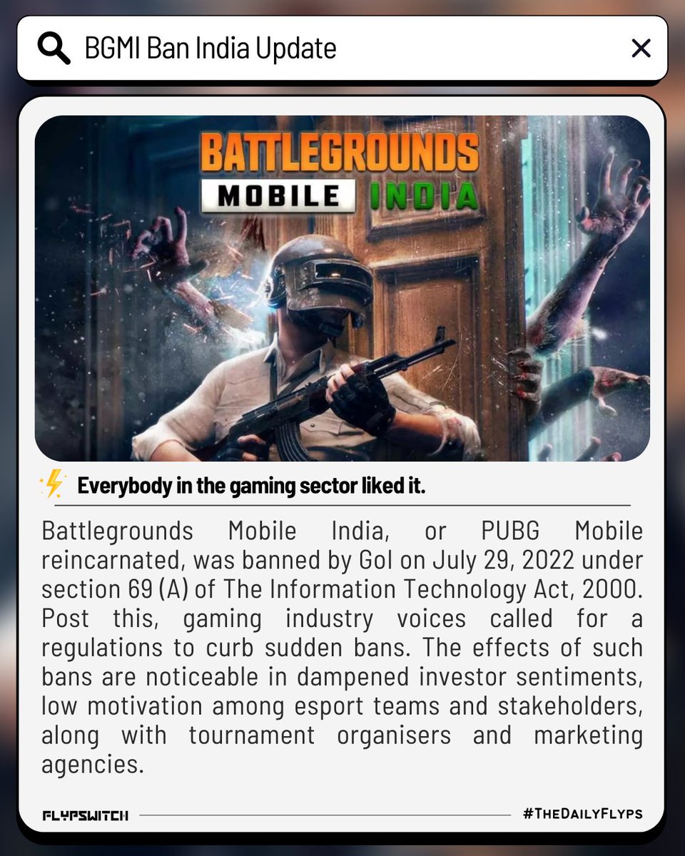 Voices from the Indian #gaming industry have raised concerns regarding the sudden bans of #videogames in #India, and have called for comprehensive guidelines for the #gamingsector.

Do you think that will work?
Is the ban on #BGMI okay for you?

Share your thoughts!