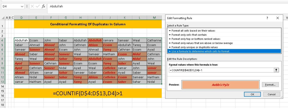Izzat_Kiswani1's tweet photo. #Excel
#MsExcel
#MicrosoftExcel
#SpreadSheets
#ConditionalFormating
Conditional Formatting Of Duplicates In Column https://t.co/0S87zsltw9