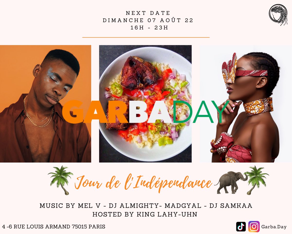 m0na_c0's tweet photo. #GarbaDay VOTRE PROCHAIN RDV DU DIMANCHE!!! 
07.08.22 Jour de l’indépendance 🇨🇮 !! Ramène ta fraîcheur ❄️
😍🤤🔥 
Billetterie 🎟 https://t.co/OMKrfE2ASs https://t.co/g2uYLPElSd