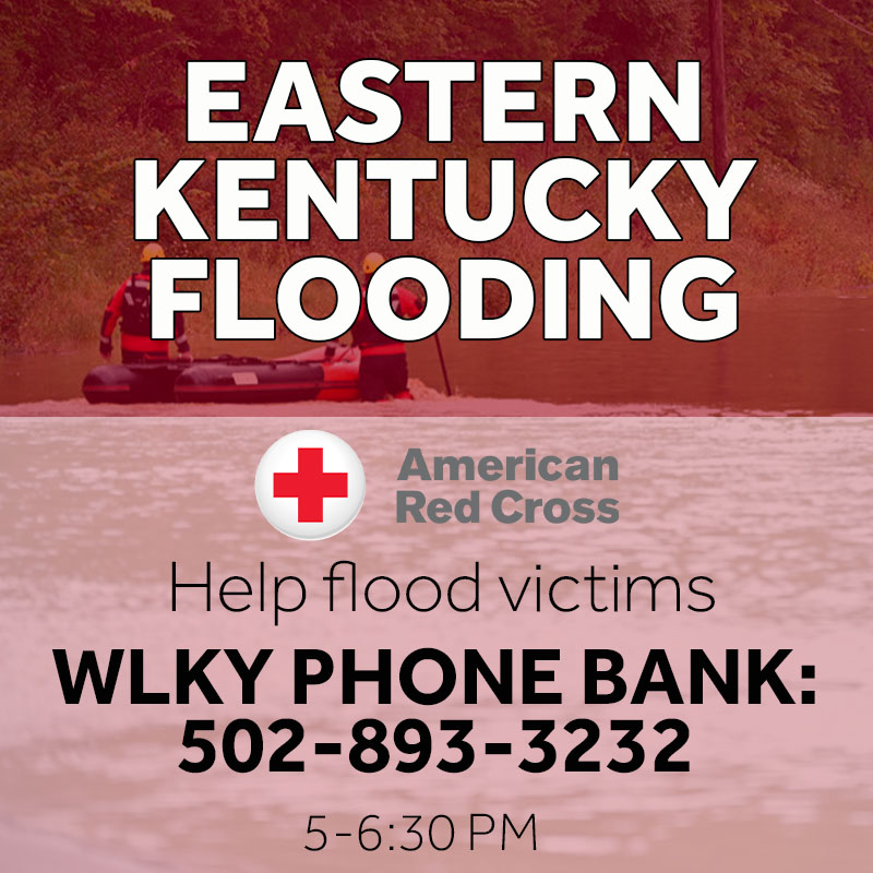WLKY's tweet photo. HOW YOU CAN HELP 📞 WLKY is hosting a phone drive Tuesday - Friday with the @RedCross this week to collect funds for eastern Kentucky flood victims. Call during our evening shows or donate at this link: https://t.co/Mor3Q0FhG2 https://t.co/px7Z9YylaP