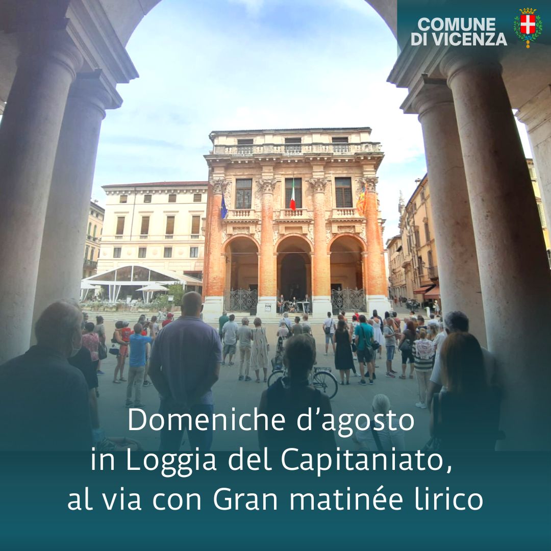 Al via le “Domeniche d’agosto in Loggia del Capitaniato”
🎵14/8, Concerto matinèe  
🎶14/8, Concerto matinèe  
🎵 21/8, Time_The connection  
🎶 28/8, Musica e cabaret 
ℹ bit.ly/domenichedagos…