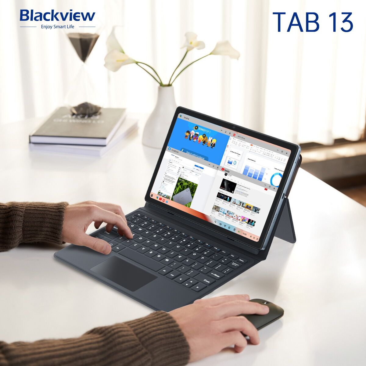 BlackviewJapan's tweet photo. 近日発売の #Blackview #Tab13 に搭載された「PCモード」でスマートに仕事しよう💻
PCモードは、ノートパソコンと同じように複数のウィンドウでマルチタスク、ファイル管理、検索などを行えます✨また、キーボードやマウスと接続し、生産性と創造性を大きくアップ出来ます🫡
https://t.co/wIApJUtF0N https://t.co/x29nrI13gF