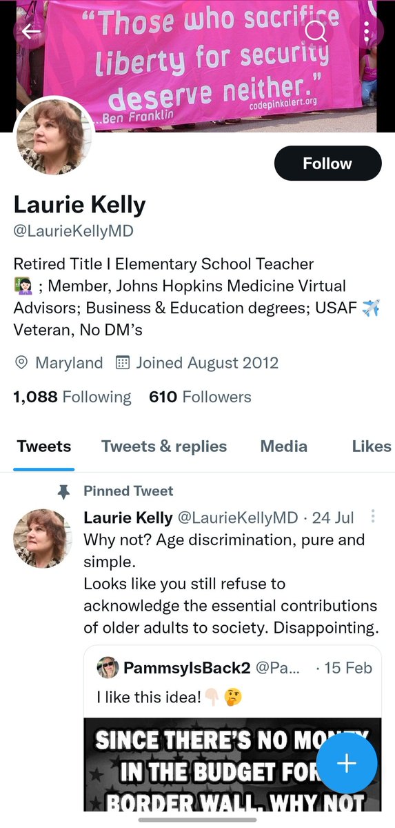 This is a troll bot if you follow her. A lot of y'all do, beware!!! Just looking out for the team 🙂