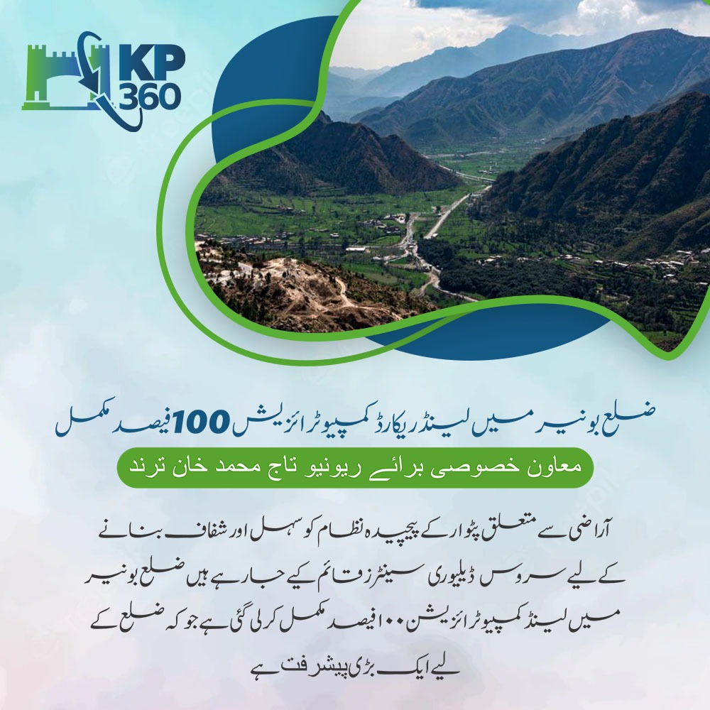TANWEER04462500's tweet photo. ضلع بونیر میں لینڈ ریکارڈ کمپیوٹرائزیشن 100فیصد مکمل. پٹوار کے پیچیدہ نظام کو آسان او شفاف بنانے کے لئے سینٹرز قائم۔
#KP360Updates #KPKUpdates #KPUpdates #BunerLandRecordDigitized https://t.co/5idHpSETEM https://t.co/yDZa2ld9KX