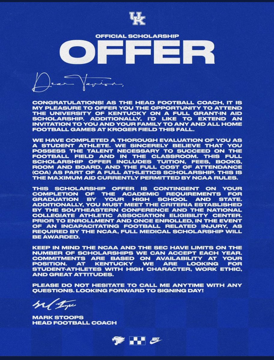 Kentucky OFFICIAL. 💙@UKFootball @CoachC_Collins #ForTheTeam