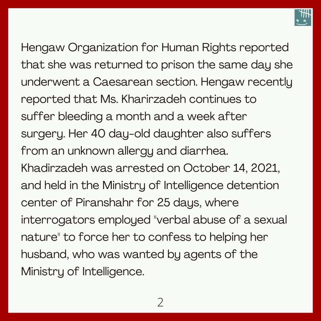coipi_org's tweet photo. Urgent Call:
Lives of pregnant and breast-feeding women and their children in Iran’s prisons, including #Soda_Khadirzadeh and her daughter, are in serious danger https://t.co/aWzxQnCuQ6